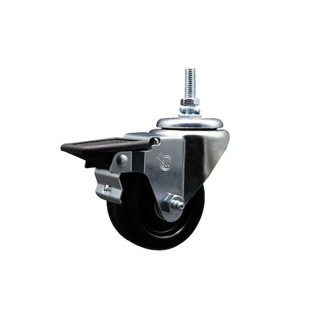 Service Caster 3 Inch Phenolic 38 Inch Threaded Stem Caster with Brake SCC-TS20S314-PHS-PLB-381615